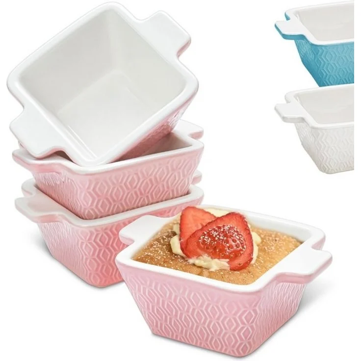 Praknu Auflaufform Mini Auflaufform Keramik 4er Set Stapelbar - Extra Hoch - Kratz und, Keramik, (4-St), Für Ofen & Airfryer geeignet - Backofenfest - Spülmaschinengeeignet – Bild 4