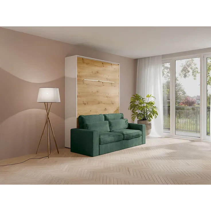 Vente-unique - RAPILI Bett Holz, Platte BeigeWeiß - B 133 cm239,2 cm x H 225,2 cm x L 200 cm