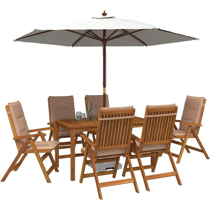vidaXL 7-Piece Garden Dining Set 6-Sitzer Beige Massivholz Akazie 3434562 – Bild 3