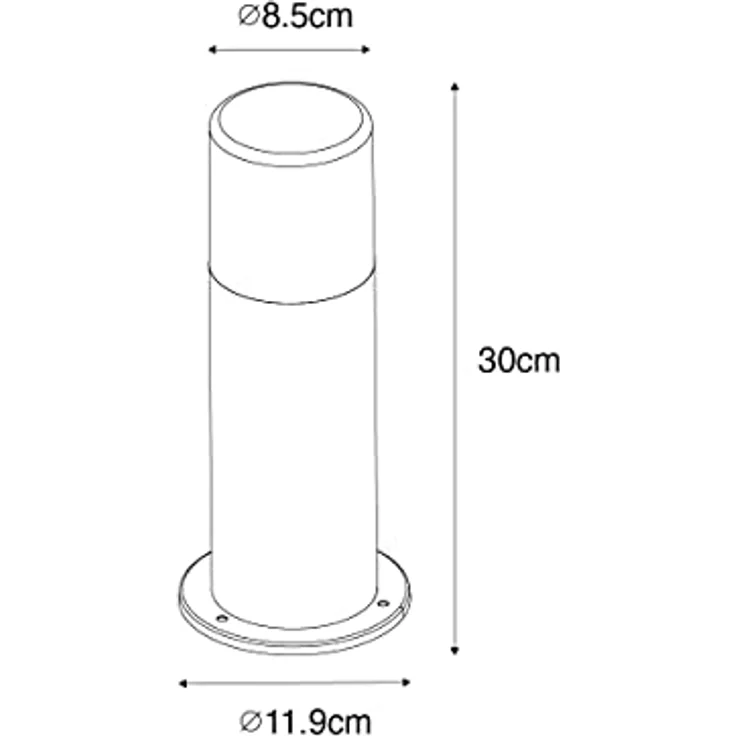 Qazqa Odense, Moderne Pollerleuchte für den Garten, schwarz mit Rauchglas, max. 15W, IP44, dimmbar, E27 Fassung, 30cm – Bild 5