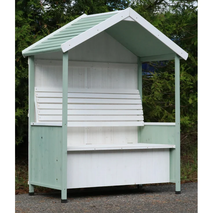 Garten Bank überdacht Gartenhaus Sitzbank Auflagenbox Rosenbank Philosophenbank – Bild 1