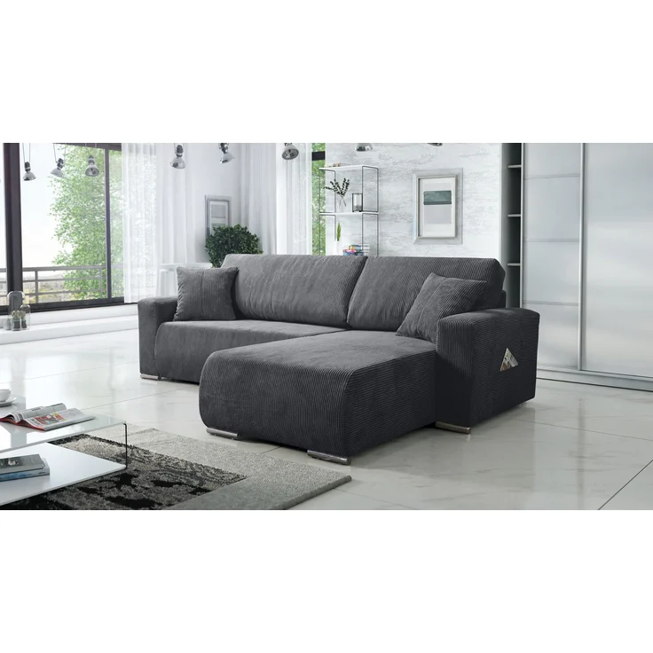 Sofa Couch Ecksofa Eckcouch Wohnlandschaft Schlaffunktion Lincoln Cord Bezug – Bild 1