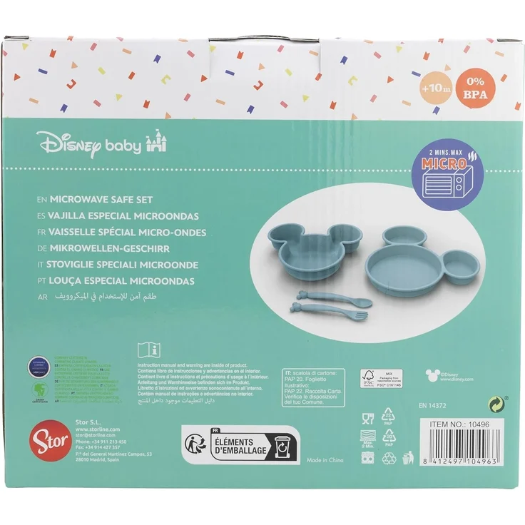 Disney Mickey Mouse Kindergeschirr-Set Kindergeschirr-Set 4-teilig – Teller, Schale & Besteck in Geschenkbox (4-tlg) – Bild 3