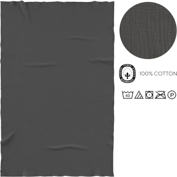 Sleezzz® Musselin Decke schwarz 150 x 200 cm – Bild 7