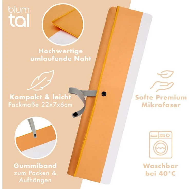 Blumtal Reisehandtuch Strandhandtuch 90x180 cm aus Mikrofaser - kompakt & schnelltrocknend, sandfrei mit Band - Mikrofaser Handtuch groß mit Wellen-Muster – Bild 3