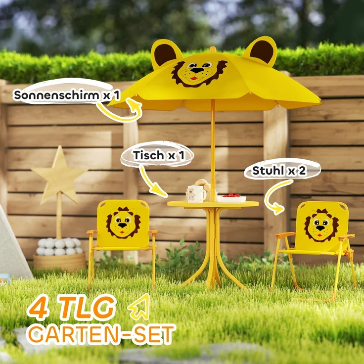 AIYAPLAY Garten-Kindersitzgruppe, Stahl, Polyester, Gelb, 49,5L x 49,5B x 50H cm – Bild 4