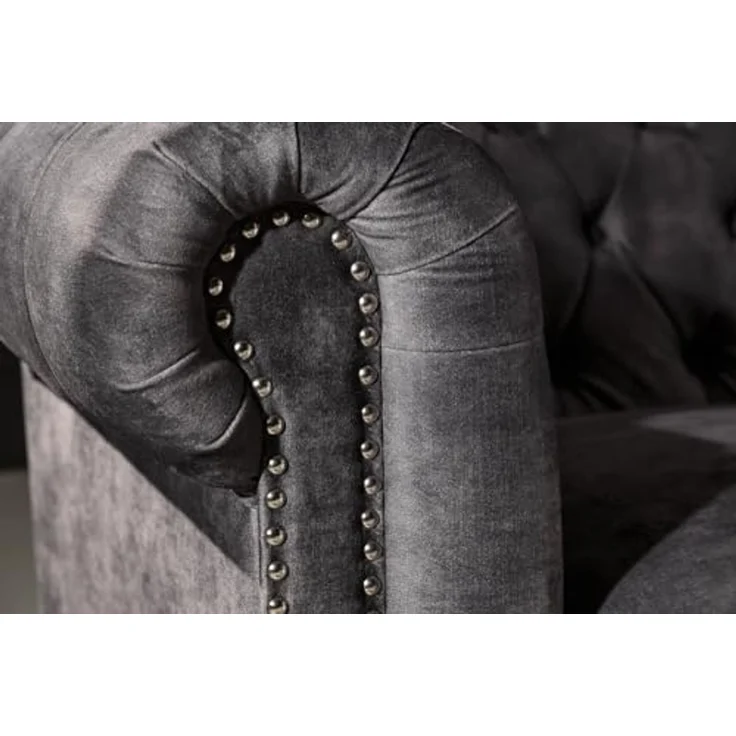 riess-ambiente 3-Sitzer CHESTERFIELD 205cm grau, Einzelartikel 1 Teile, Wohnzimmer · Sofa · Samt · Federkern – Bild 4