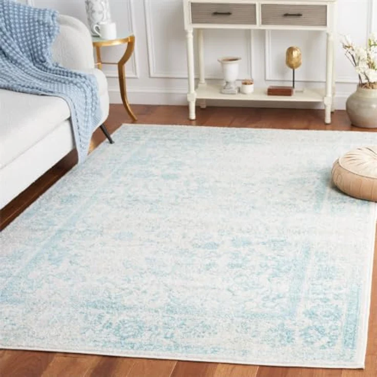 Safavieh Quadratischer Teppich 122x122 cm - Adirondack Collection - Transitional Design, Elfenbein & Hellblau, Pflegeleichte Synthetikmischung, Ideal für Wohnzimmer, Schlafzimmer, Büro – Bild 6