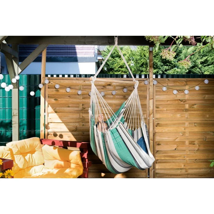 MacaMex Relaxa Mint Hängesessel Baumwolle natur, türkis, grau – Bild 3