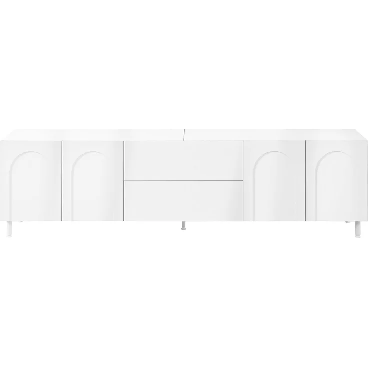 ZUBALIYA Wohnzimmer Set aus TV-Schrank und Couchtisch / Korpus aus Spanplatte und MDF, mit stauraum Kombination für Wohnzimmer und möbelset mit bogenförmigen Türen, Korpus Aus Spanplatte und MDF – Bild 25