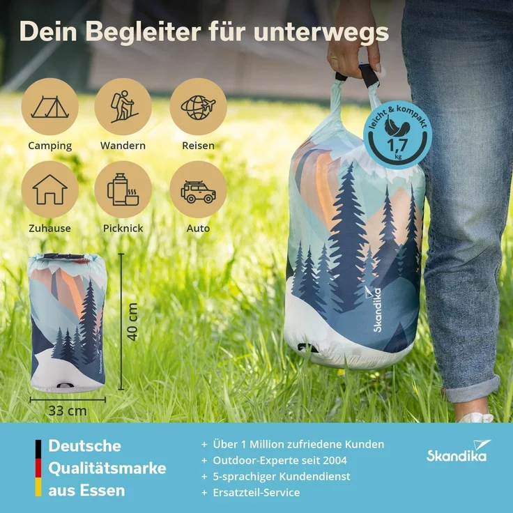 Skandika Deckenschlafsack Campingdecke Liva, 4-in-1, Outdoor Decke, 200x135cm, Überwurf, Kissen, mit Teddyfell oder Nylon Unterseite, Polyester, wasserdicht – Bild 6