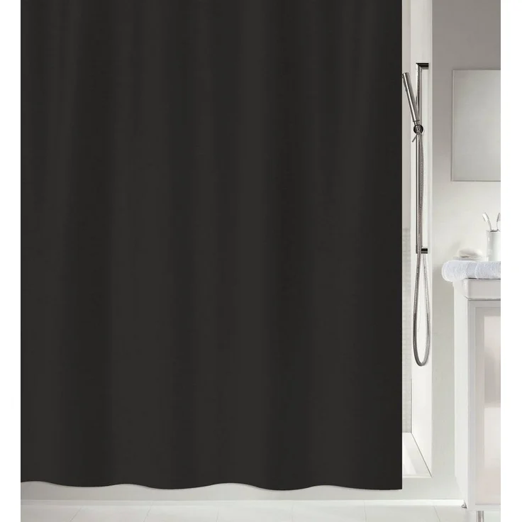 spirella Duschvorhang PRIMO Breite 180 cm, Anti-Schimmel Textil-Duschvorhang, Polyester, 180x200 cm, waschbar, schwarz – Bild 4