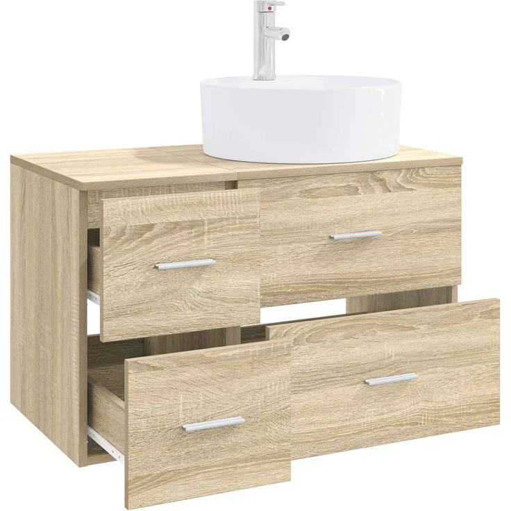 vidaXL Badezimmerschrank-Set 2 stk. Sonoma-Eiche 79,5 x 44,5 x 82 cm 3403986 – Bild 3