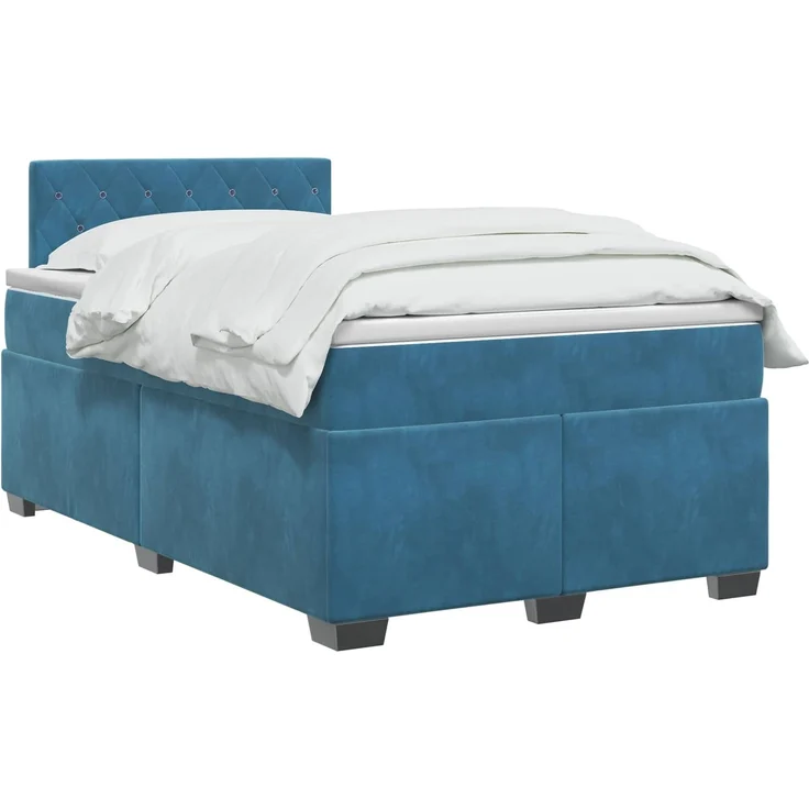 vidaXL Boxspringbett mit Matratze Dunkelblau 120 x 200 cm Samt 3450690 – Bild 3