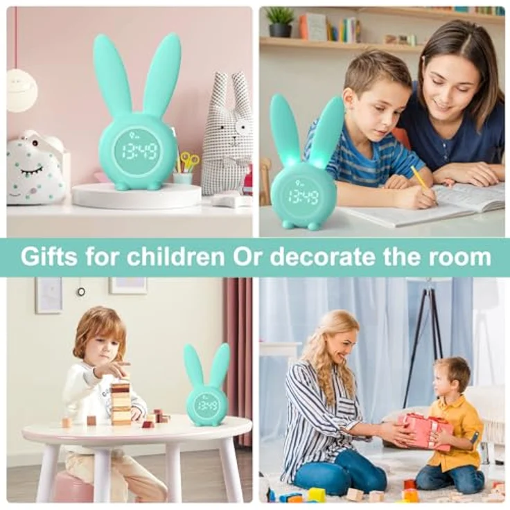 EXTSUD LED Nachtlicht Kinder Lichtwecker Cute Rabbit Kinderwecker, Creative Nachttischlampe Snooze-Funktion zeitgesteuertes Nachtlicht – Bild 6