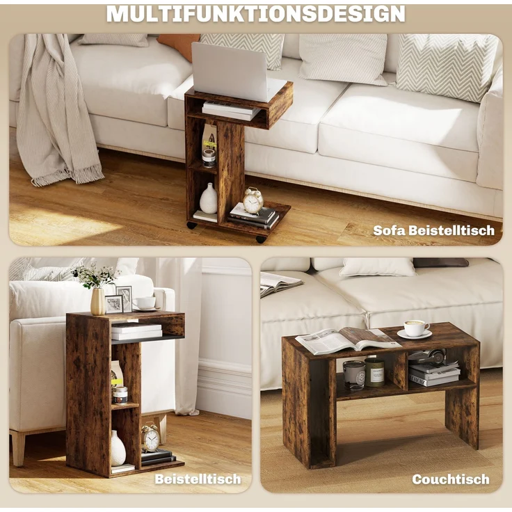 HOMCOM Beistelltisch, Spanplatte, Rustikal-Braun, 40L x 30B x 69H cm – Bild 5