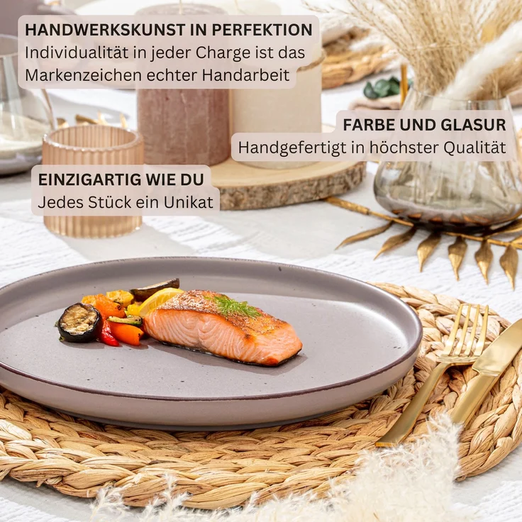 SÄNGER Steingut Speiseteller Bombay Basalt 4 teilig – Bild 4
