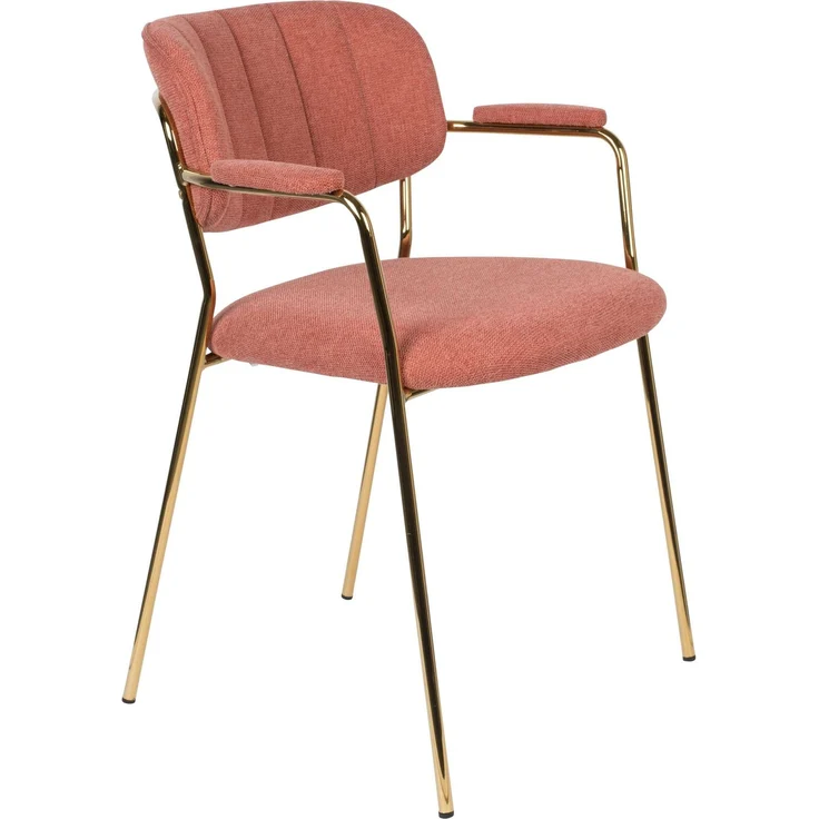 Sessel Jolien im 2er-Set, Rosa gepolstert mit goldenem Metallgestell 61x56x78 cm – Bild 1