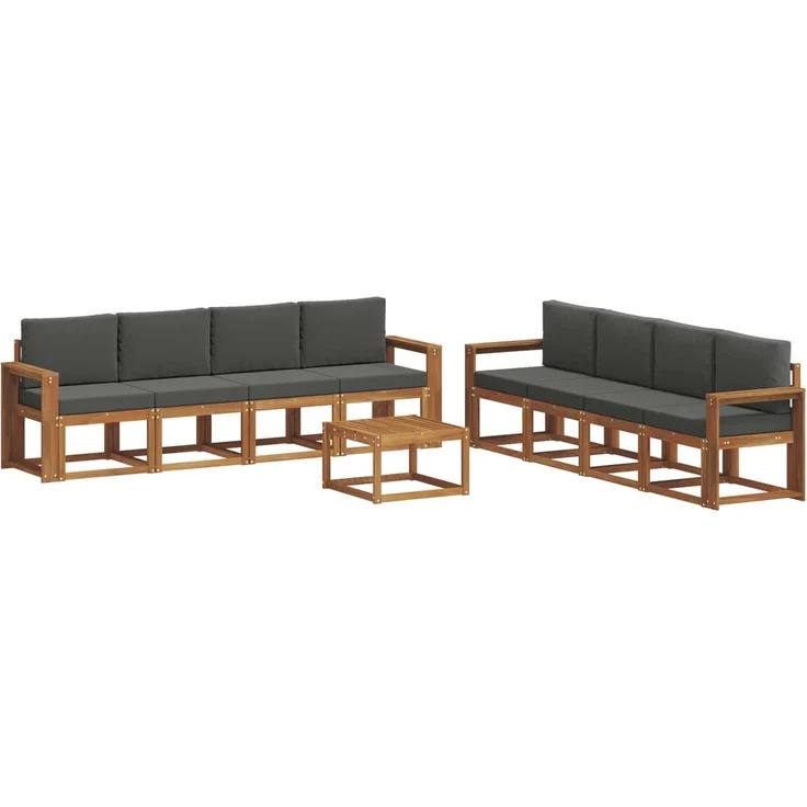 vidaXL Outdoor-Sofagarnitur mit Kissen 9 pcs Natur und Anthrazit 3366190 – Bild 2