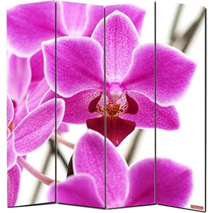 Foto-Paravent Paravent Raumteiler Trennwand M68 ~ 180x160cm, Orchidee – Bild 3