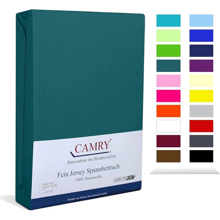 Camry Spannbettlaken CLASSIC, Jersey Baumwolle, Gummizug: rundum, viele Farben, alle Matratzenhöhen, Bettlaken, Spannbetttuch – Bild 1