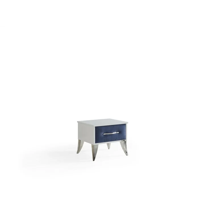 Schlafzimmer-Set "Lona" – Bett mit Bettkasten und Matratze , Nachttisch, Hocker-Blau – Bild 11