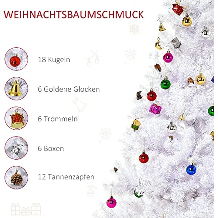 HOMCOM Künstlicher Weihnachtsbaum Künstlicher Weihnachtsbaum, 85x150 cm (BxH), weiß – Bild 4