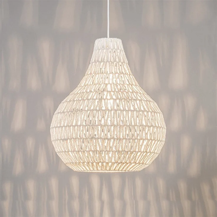 Qazqa Pendelleuchte Lina, ohne Leuchtmittel, E27, Weiß, Design, Seil, 1-flammig – Bild 1