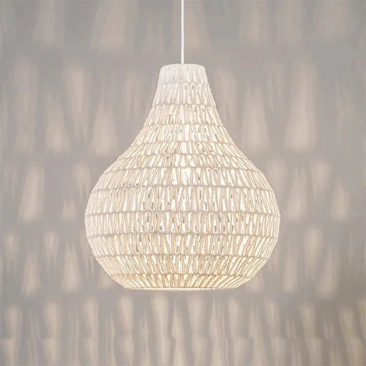 Qazqa Pendelleuchte Lina, ohne Leuchtmittel, E27, Weiß, Design, Seil, 1-flammig