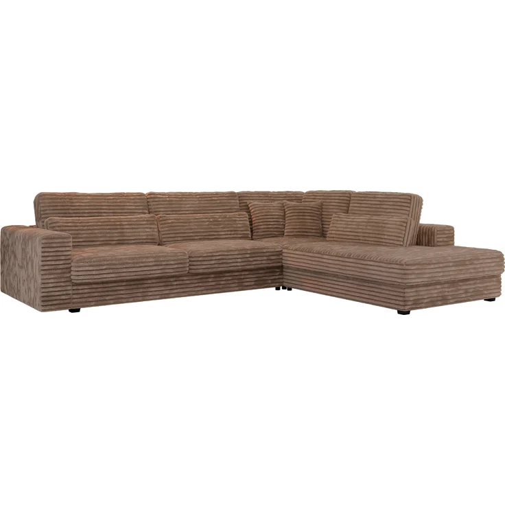 Freistehendes Ecksofa mit lose Kissen, L-form - SAVONA - rechts - Braun Cord – Bild 4
