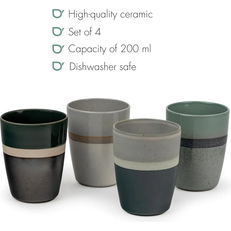 1x4 Bredemeijer Mugs Sven 200ml Tassen Steingut Streifen 147080 – Bild 2