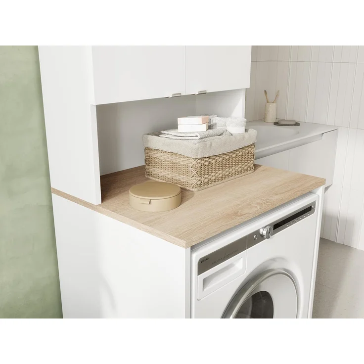 Platan Room Waschmaschinenumbauschrank Badschrank LORA Waschmaschinenschrank Badezimmer Hochschrank 210 x 65 x 50 cm – Bild 4