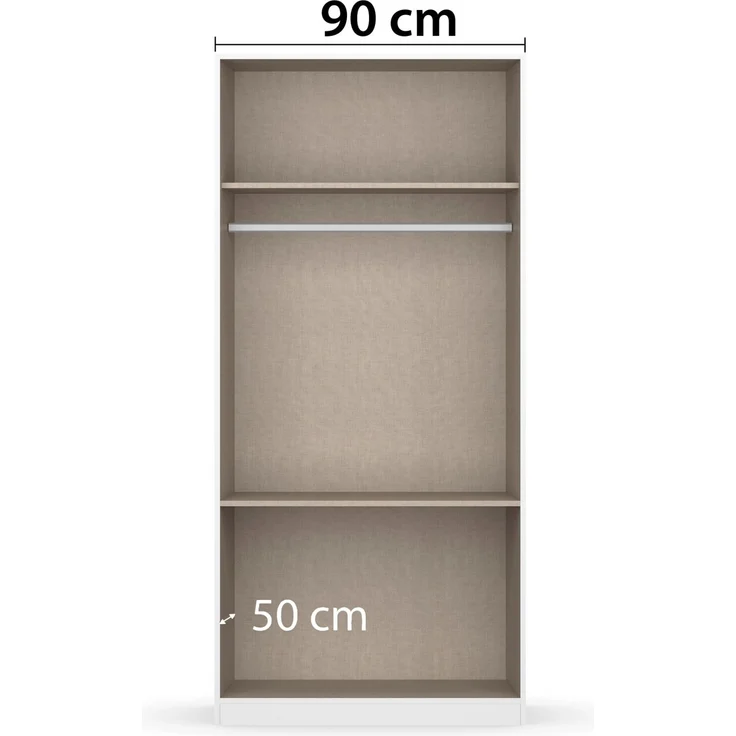 rauch Kleiderschrank, Drehtürenschrank COSTA, 2-türig, 2 Schubkästen, push-to-open, Eiche Artisan, 91 x 197 x 54 cm – Bild 6