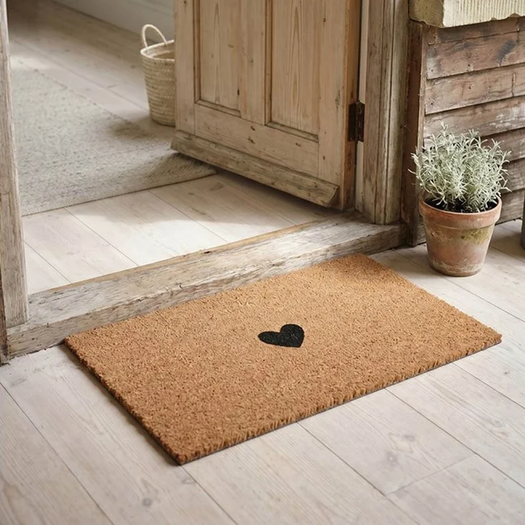 Clayre & Eef Fußmatte Fußmatte LOVELYN natur schwarz mit Herz Türmatte 75x45cm – Bild 2
