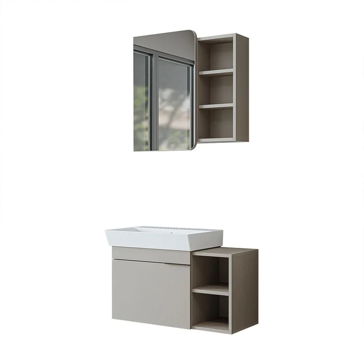 Skye Decor '2938' Badmöbel-Set mit Waschbecken & Spiegel (2-teilig), Sandstein, 82 x 54 x 38,6 cm – Bild 7