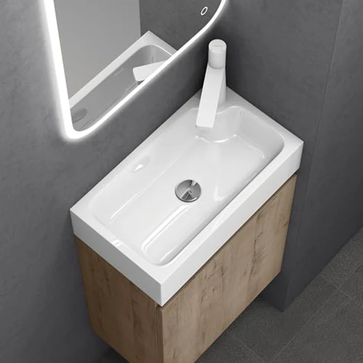 doporro Badmöbel-Set mit Waschbecken Waschtischunterschrank Wandmontage SoftClose Pisa02 – Bild 6
