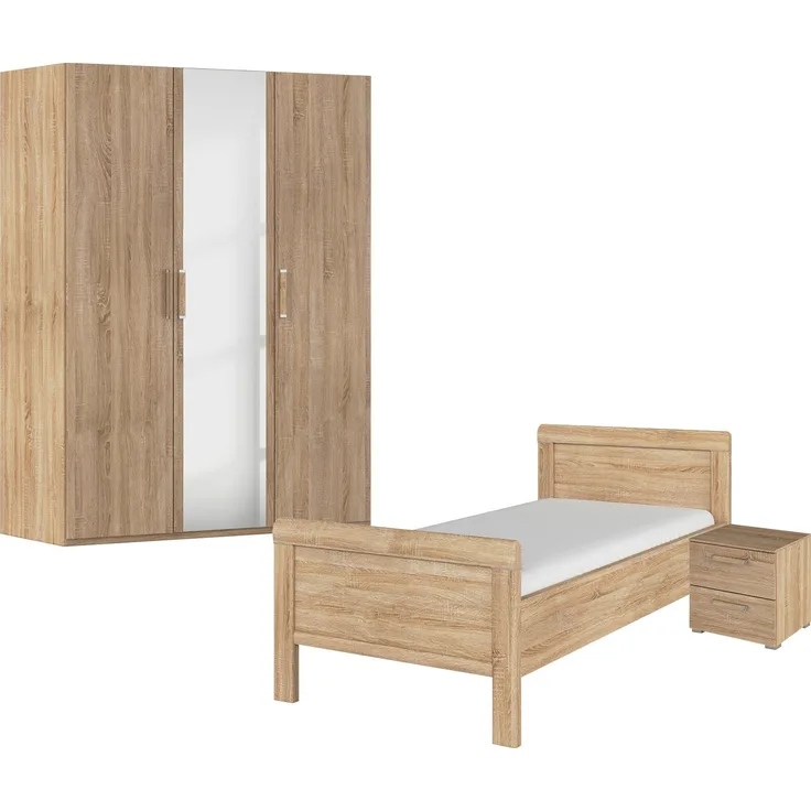 rauch Schlafzimmer-Set Komplettschlafzimmer Schlafzimmer EVELYN, (Set, 3-tlg), Schrank und Bett in 2 Breiten, Nachttisch 2 Schubladen MADE IN GERMANY