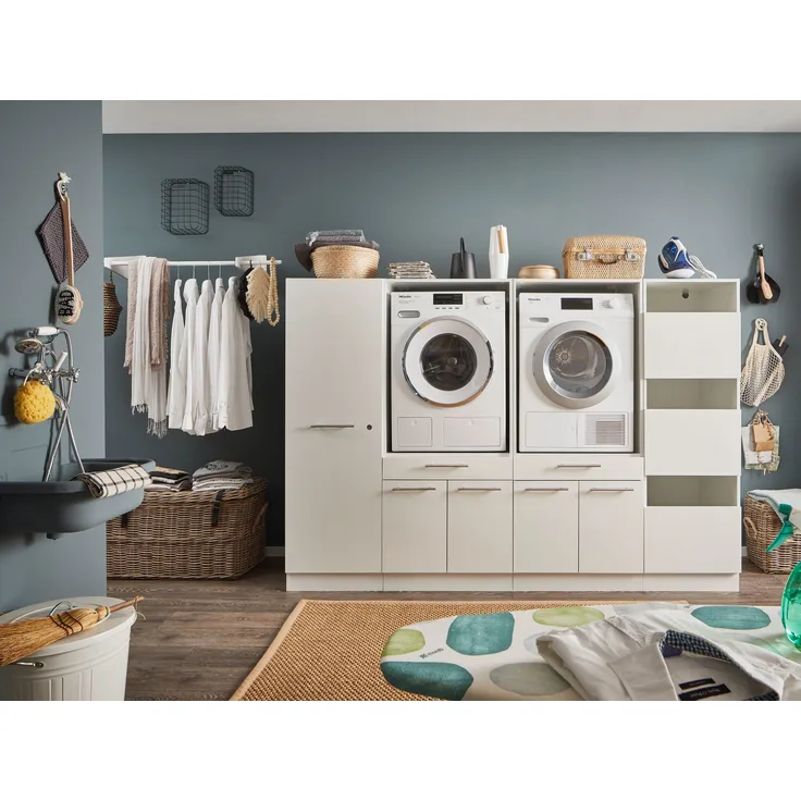 Waschmaschinenumbauschrank >LAUNDREEZY< in weiß - 235x162x67,5 (BxHxT)
