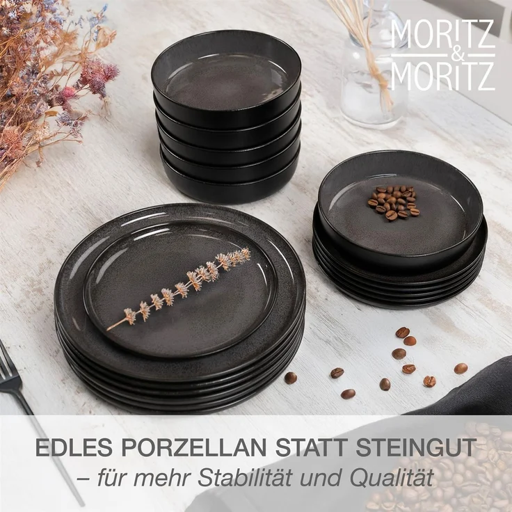 Moritz & Moritz VIDA 36tlg Geschirrset Anthrazit – Bild 4