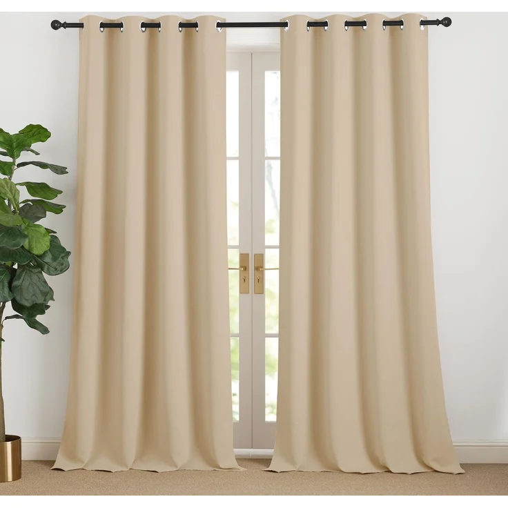 NICETOWN Vorhang Isolierend Kälteschutz Vorhänge Blickdicht Beige 2er Set, Biscotti Beige H240 x B140 cm, Gardinen 240 cm Lang Lichtundurchlässige Gardine mit Ösen für Wohnzimmer Übergardinen