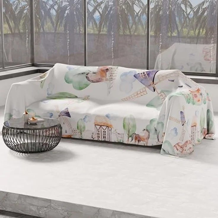 PETTI Artigiani Italiani - Sofaüberwurf aus Mikrofaser, 180x270 cm, Fantasia Party 02 | Mehrzweck-Überwurf für Sofas, Tagesdecke und Tischdecken | Schutzüberwurf waschbar – Bild 2