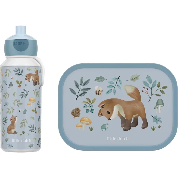 Mepal 'Campus' Lunch-Set mit Pop-up Trinkflasche & Lunch Box, Kunststoff Forest Friends, 400 ml / 750 ml