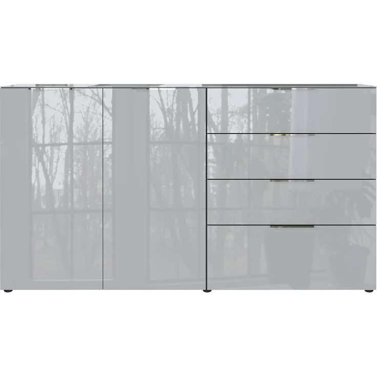 Sideboard Owingen / Oakland, Glas, Holzwerkstoff, Silber, Grau, Schwarz, 184 x 102 x 42 cm – Bild 4