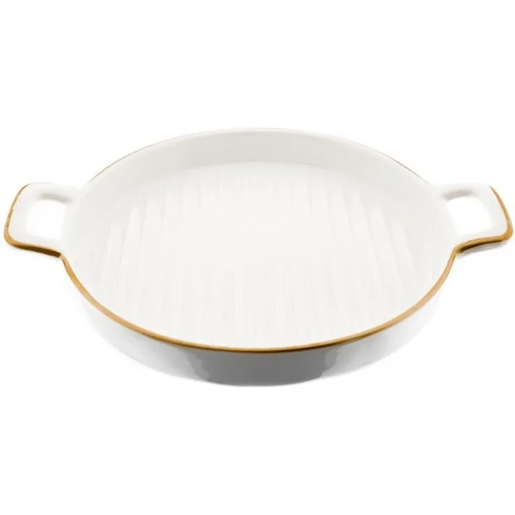 ZELLERFELD Servierteller mit Goldrand & praktischen Griffen - ø16 x 3 cm, rund, (1-tlg), Porzellan, Steinguss