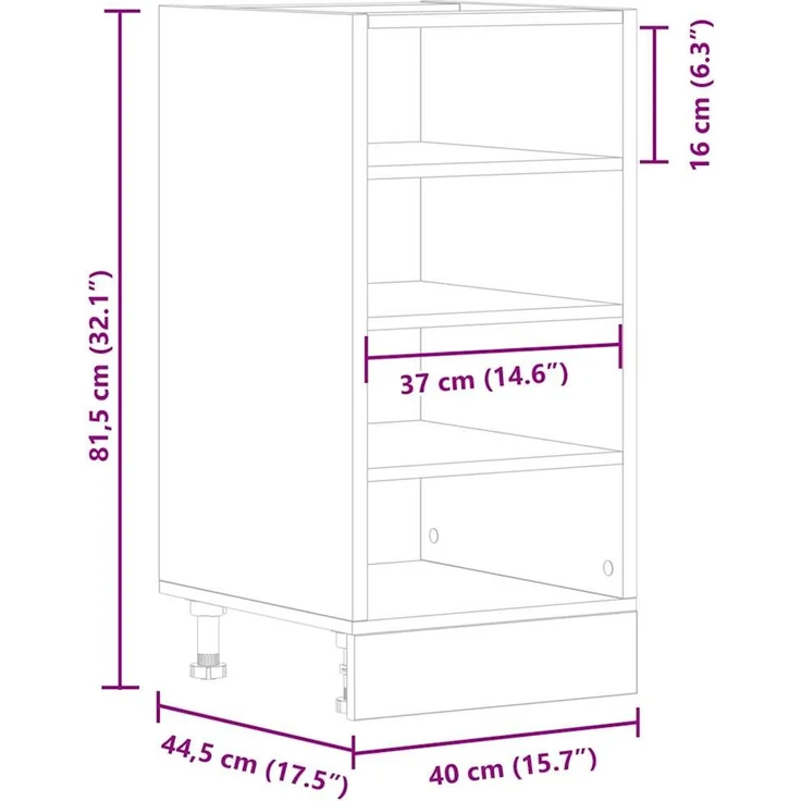 vidaXL Unterschrank Riga Sonoma-Eiche 40x44,5x81,5 cm Holzwerkstoff 854204 – Bild 8