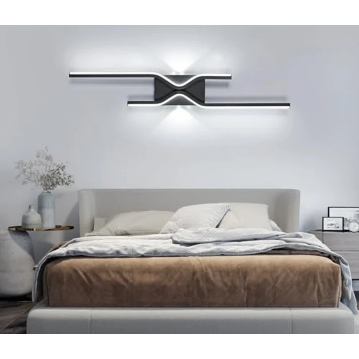 Goeco LED Wandleuchte Innenbereich, 25W Flurlampe, Schwarze 60cm Wandleuchte für Schlafzimmer, Flur, Wohnzimmer, Treppe – Bild 3