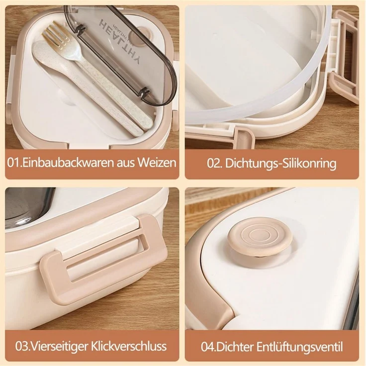 Fine Life Pro Lunchbox Kinder Brotdose (3 Fächer), PP5, (1-tlg), Auslaufsicher & BPA-frei-mit Besteck – Bild 2