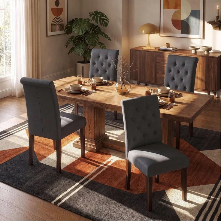 TLGREEN Esszimmerstuhl 1/2/4 Set,Küchenstuhl,Polsterstühle mit hoher Rückenlehne, (Chesterfield Stil mit Massivholzbeinen, 4 St), Weiche Gepolsterte Sitzfläche,für Esszimmer und Küche – Bild 1