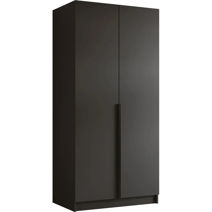 Drehtürenschrank Borton I, Kleiderschrank mit 2 Türen (Farbe: Schwarz) – Bild 1