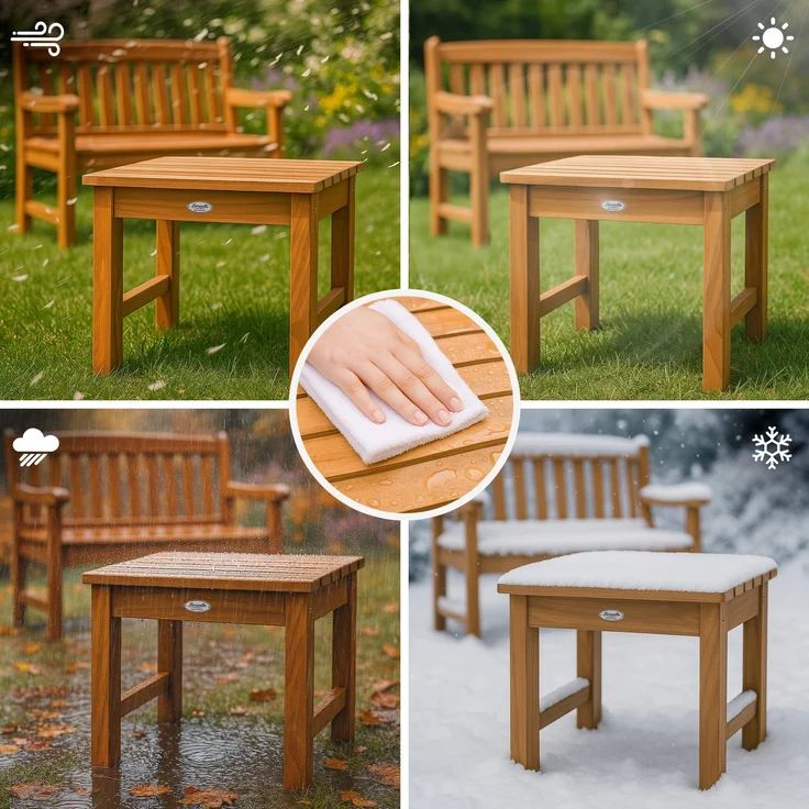 CLP Beistelltisch Frankton Teakholz Sitzhocker Fußhocker wetterfest Garten Terrasse,teak – Bild 4